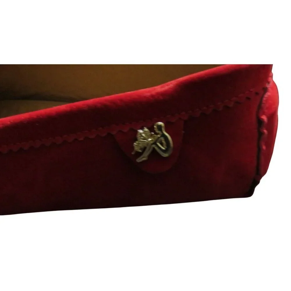 Royal Red Suede Leather Driving Loafers Moccasins size 46 or US 12
